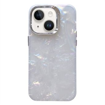 För iPhone 15 Elektropläterad Kamera Ram TPU+PC Telefonfodral Mönstrad Stötskyddande Väska