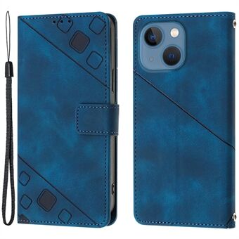 PT005 YB Imprinting-serie-6 för iPhone 15 Plus Mobilfodral-PU-läder med skinntouch-ställ och plånbok, motståndskraftigt mot repor.