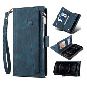 ESEBLE Star-seriens plånboksfodral i läder för iPhone 15 Plus, ficka med dragkedja, RFID-blockering, telefonställ.
