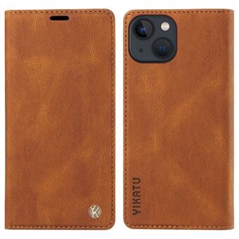 YIKATU YK-004 Skin-touch skyddande skal för iPhone 15 Plus PU-läder Plånbok Stativ Telefonfodral