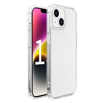 LEEU DESIGN För iPhone 15 Plus 6D Stereo Sound Holes Mobilskal Genomskinligt härdat glas+TPU-skyddsfodral.