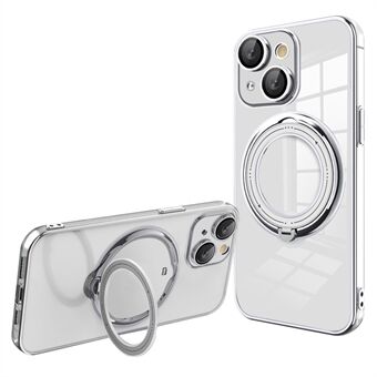 Magnetiskt mobilskal för iPhone 15 Plus, Ring Kickstand PC+TPU-skydd kompatibelt med MagSafe.