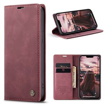 CASEME 013-serien för iPhone 15 Plus, PU-läder, mobilskal med stötskydd, vikbart ställ och plånboksfodral.