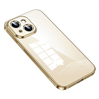 SULADA För iPhone 15 Plus, stötskyddad elektropläterad rät kant genomskinlig telefonväska av TPU-material.