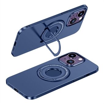 För iPhone 15 Plus Elektropläterad PC-telefonfodral, Kompatibel med MagSafe Matta Fotstöd Stötsäkert Skydd