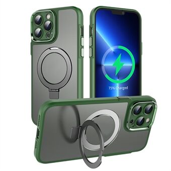 Antisläpp-telefonfodral för iPhone 15 Plus med magnetisk ringhållare och PC+TPU-matt-telefonskydd