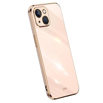 XINLI För iPhone 15 Plus elektropläterad guldkantad anti-rep telefonväska, TPU-baksida.