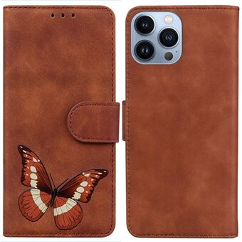 Till iPhone 15 Pro Flip Stand Wallet PU Läder+TPU-ettui Fodral med Fjärilsutskrift
