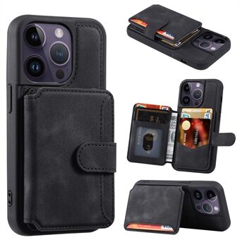 RFID-blockerande plånboksfodral för iPhone 15 Pro, läderklädd TPU-telefonväska med stöd.