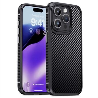 IPAKY Carbon Fiber Texture Phone Case för iPhone 15 Pro, TPU + PC skyddande telefonfodral.