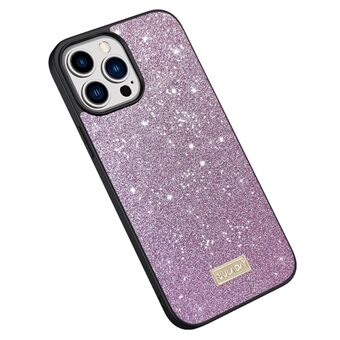 SULADA Bakskydd för iPhone 15 Pro, PU-läderbelagd PC + TPU-glittersekvens telefonfodral.