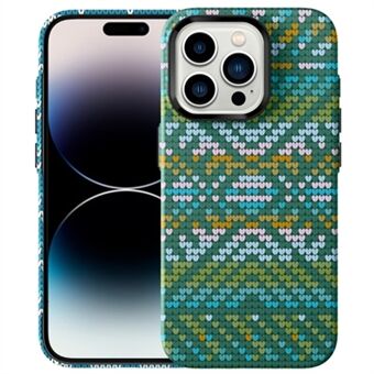 För iPhone 15 Pro Skydd mot fall Textil Mönster Telefonfodral Silikon Bakomslag
