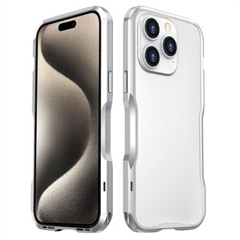LUPHIE Bumper Case för iPhone 15 Pro, stöttåligt metallramsskal för skydd av telefonen.