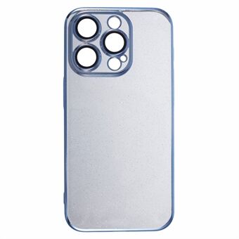 För iPhone 15 Pro PC Phone Case Slim Thin Glitter Cover med Linsskydd