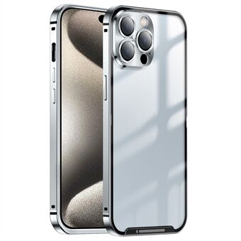 För iPhone 15 Pro Anti-Fall-telefonfodral i aluminiumlegeringsram med matt täckning och linskyddare.