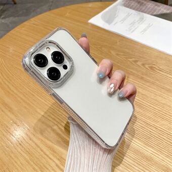 För iPhone 15 Pro-skal TPU+PC genomskinligt mobilskydd med glittrande kameraram