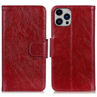 För iPhone 15 Pro Max Anti-fall Split Leather Phone Case Nappa Texture Cover med Stöd Plånbok