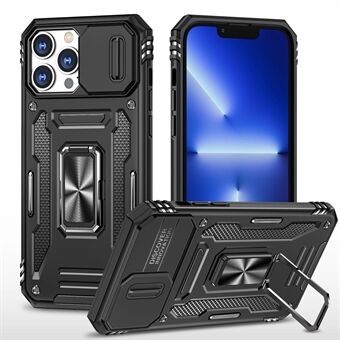 För iPhone 15 Pro Max Armor-serien Metal Kickstand Cover Slide Kamera Lock PC+TPU-telefonfodral.