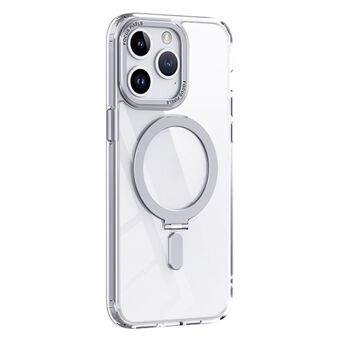 Magnetiskt mattfodral för iPhone 15 Pro Max, TPU+akryl-droppläggning osynlig ställtelefonfodral