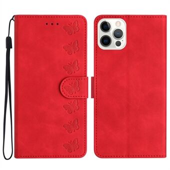 Anti-Scratchskyddslock till iPhone 15 Pro Max, plånbok i PU-läder med ståfunktion och mönster av fjärilar på telefonfodralet.