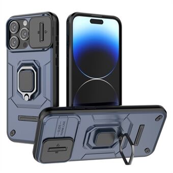 För iPhone 15 Pro Max Skyddsplåt för kamera i skjutbart fodral PC+TPU Stångställ Skyddande överdrag