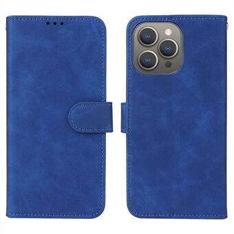 För iPhone 15 Pro Max Skin-touch Telefon Läderfodral Med Stöd Plånbokskyddande Telefonfodral