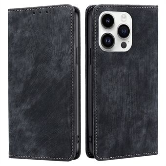För iPhone 15 Pro Max RFID-blockerande plånboksfodral av PU-läder med magnetiskt stängning och stativ