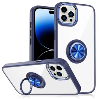 För iPhone 15 Pro Max TPU + Akryl Klar Telefonfodral Ring Kickstand Elektroplatinerad Skydd