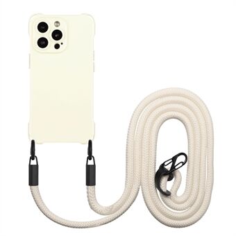 För iPhone 15 Pro Max TPU-telefonskal Fyra hörn stötdämpande skydd med hängande rep