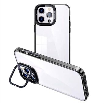 För iPhone 15 Pro Max Electroplating TPU-telefonfodral med stöd Kickstand Slagfast Mobiltelefonskyddande skal.