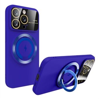 PC+TPU Stödbenfodral för iPhone 15 Pro Max Glaslinsfilm Telefonfodral Kompatibelt med MagSafe