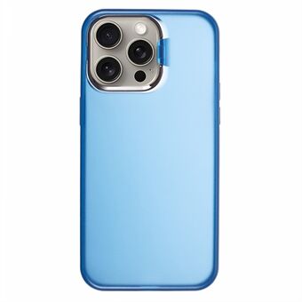 För iPhone 15 Pro Max Frostat bakomslag i PC+TPU-stöttålig mobilväska med linsram och stöd för stativ.