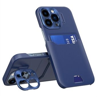 För iPhone 15 Pro Max Linssramen Stödfodral Smarttelefonfodral Korthållare i PU-läder+PC-skal
