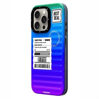 YOUNGKIT TPU + aluminiumlegeringsfodral för iPhone 15 Pro Max i resväskestil med gradvis färgvågsmönster och frostad telefonskal