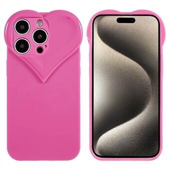 För iPhone 15 Pro Max mobilfodral i form av hjärta med kameraskydd och skydd för mobiltelefon, Anti-fingerprint TPU-skal.