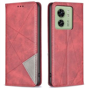 Korthållare skal för Motorola Edge 40 5G mobiltelefonfodral Imprinted Line Stand Leather Phone Cover