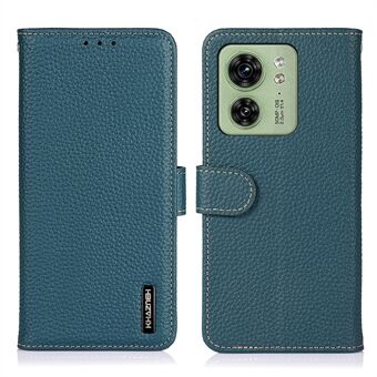 KHAZNEH För Motorola Edge 40 5G Litchi Texture Stand Telefonskydd Plånboksfodral i äkta koläder
