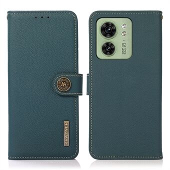 KHAZNEH För Motorola Edge 40 5G RFID-blockerande plånbok Mobilfodral Fallskydd Stand i äkta koläder Telefonskydd