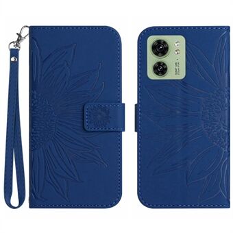 HT04 för Motorola Edge 40 5G plånbok läder telefonfodral Sunflower Imprint Stand Telefonfodral med handrem