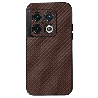 För OnePlus 10 Pro Carbon Fiber Texture Fingeravtrycksfritt telefonfodral PU-läderbelagd PC + TPU-skal