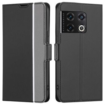 För OnePlus 10 Pro 5G Folio Flip Ultratunn Twill Texture Telefonfodral PU Läder Mobiltelefonfodral med Stand och korthållare