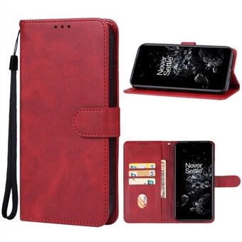For OnePlus 11 5G Calf Texture PU Leather Wallet Case Flip Folio Stand Magnetic Protective Phone Cover with Strap