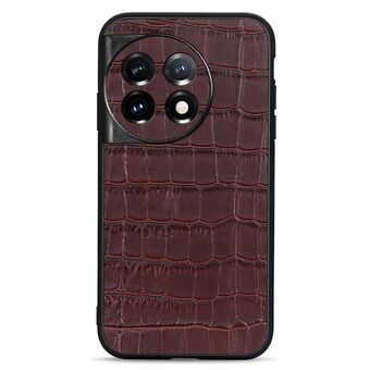 För OnePlus 11 5G äkta läder + TPU Crocodile Texture telefonfodral Fallsäkert mobilfodral