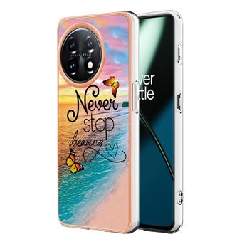 YB IMD Series-1 för OnePlus 11 5G Anti-Dust Telefonfodral Marmor Blommönster galvanisering TPU IMD Cover