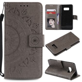 Imprint Flower Magnetic Läder plånboksfodral för Samsung Galaxy S8 SM-G950