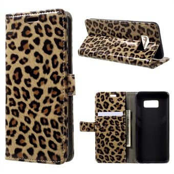 Leopardmönster läderplånbok mobiltelefonfodral för Samsung Galaxy S8 G950