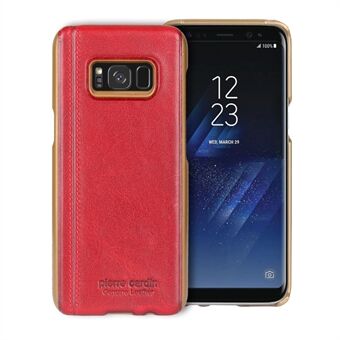 PIERRE CARDIN Stitched Genuine Leather Coated PC Case for Samsung Galaxy S8 SM-G950