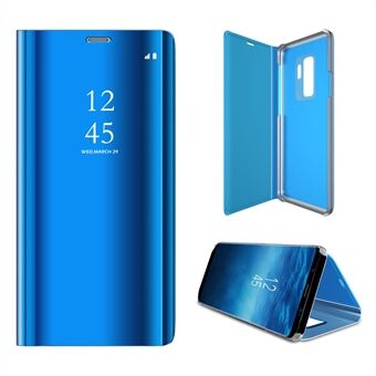 För Samsung Galaxy S9+ G965 Coated Mirror Yta Information Se Stand Leather Smart Mobile Cover