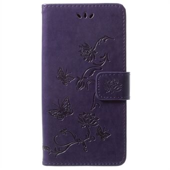 Imprint Butterfly Flowers Magnetic Wallet Läderfodral till Samsung Galaxy S9 Stand