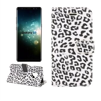 Leopardmönster Stand Mobilfodral till Samsung Galaxy S9 G960 - Vit